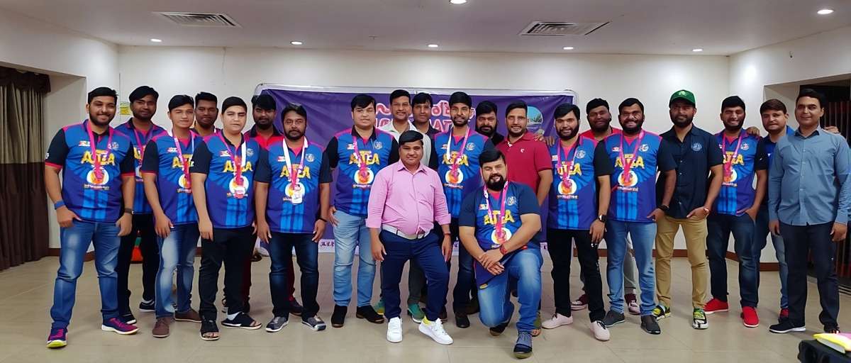 Guwahati Giants Real-Life Community Meetup Guwahati Giants community meetup in Guwahati with players wearing team jerseys featuring Assamese motifs and posing with game developers